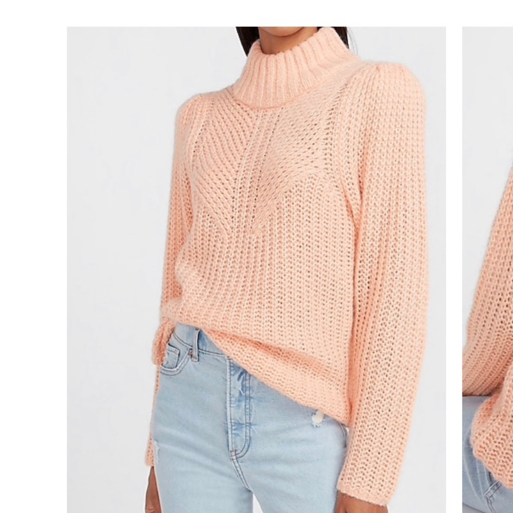 Express Soft Peach Cowl Neck Sweater